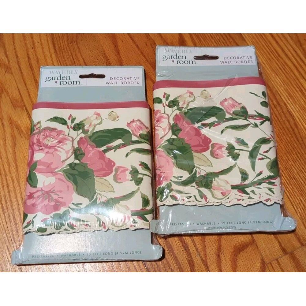 2000 VTG‎ Waverly Georgina PrePasted Wallpaper Border 2 Rolls 6 7/8" X 15 Ft